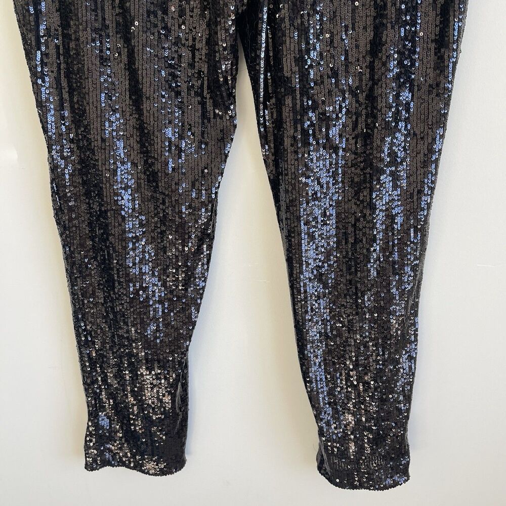 Express High Waisted Sequin Cocktail Party Ankle Pant Black Size Medium NWT - Picture 13 of 13